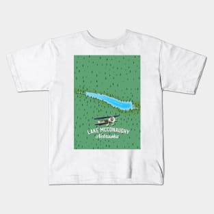 Lake McConaughy Nebraska travel map Kids T-Shirt